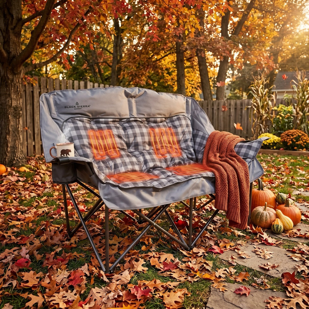 Heated Comfort Cloud Sofa - Gray Buffalo Check