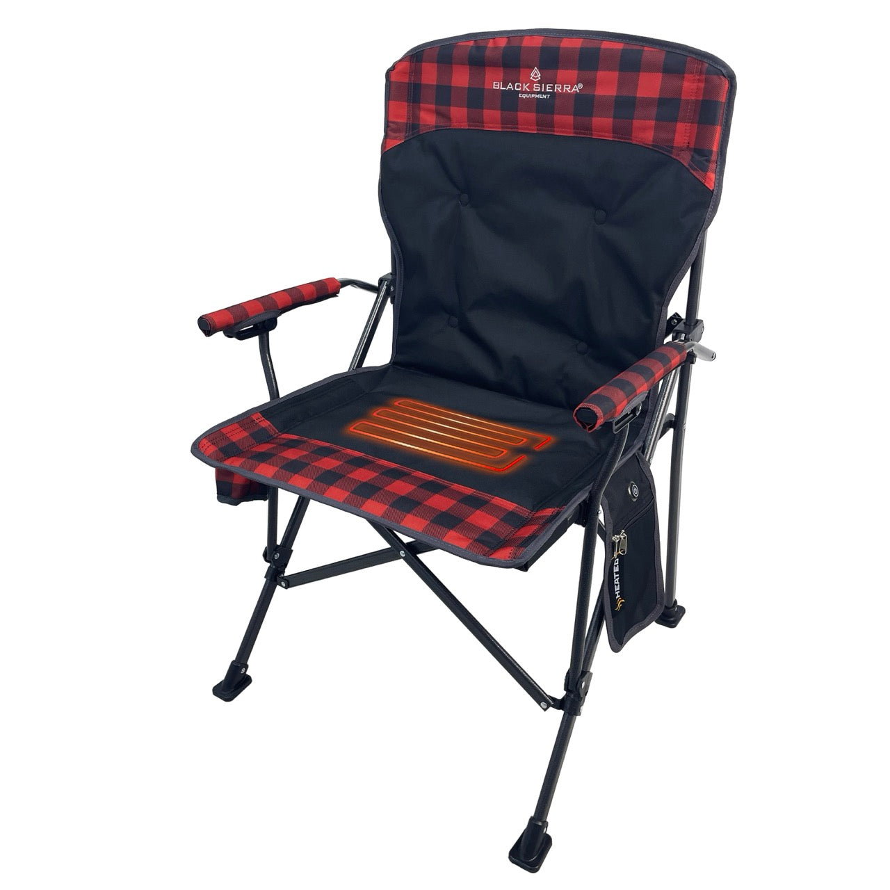 Heated Alpha Hardarm Chair, Red Buffalo Check