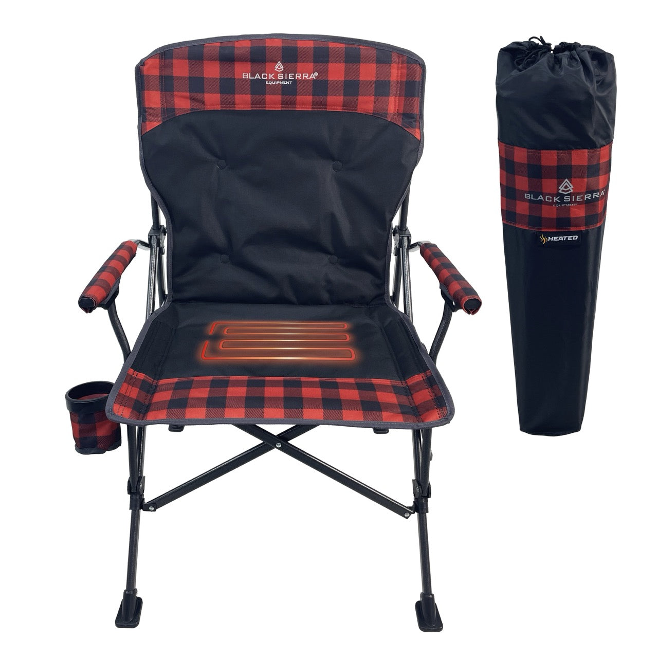 Heated Alpha Hardarm Chair, Red Buffalo Check
