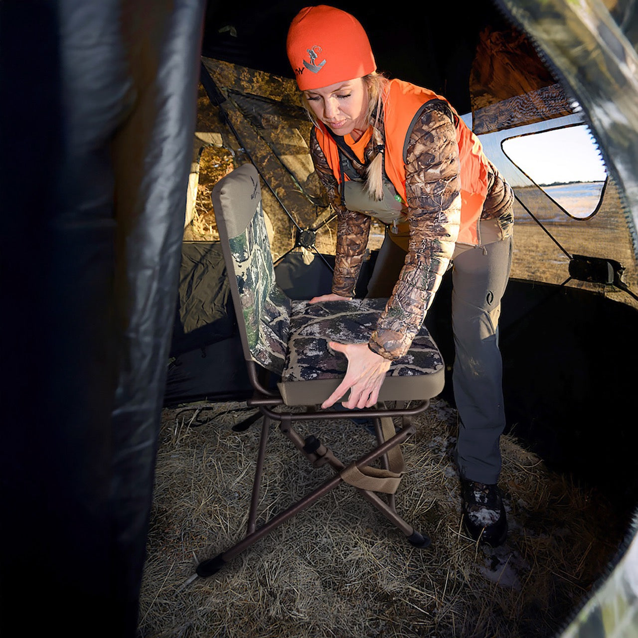 XL Padded Swivel Blind Chair - AXS Camo™ Shroud Ranger