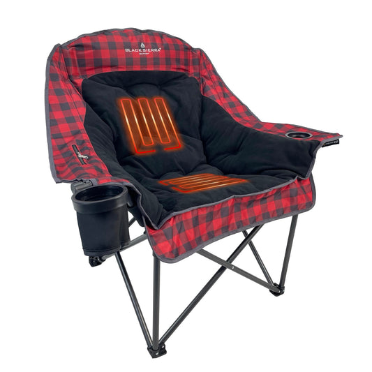 Heated Comfort Cloud Chair - Red Buffalo Check/Black Fleece