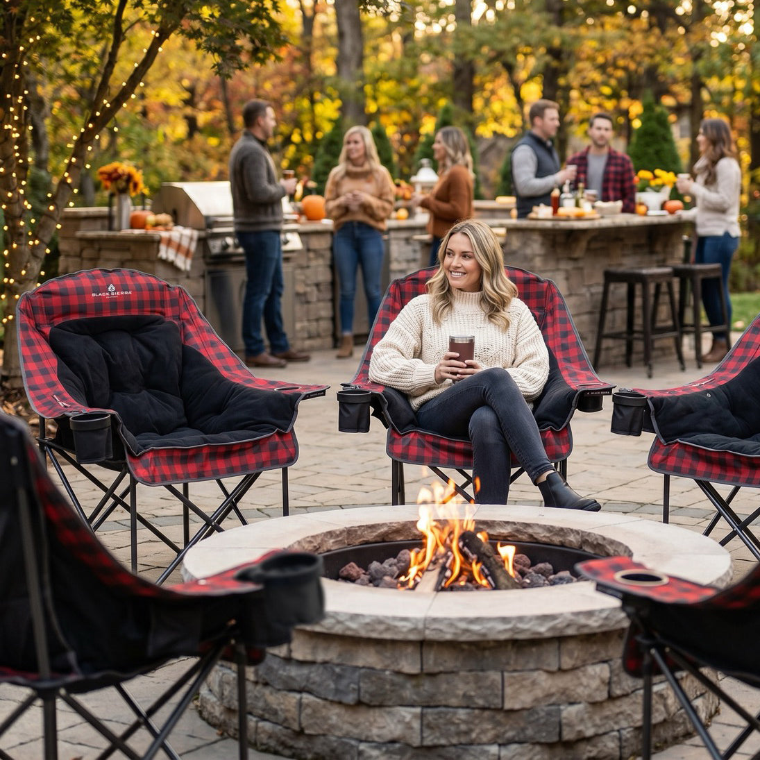 Heated Comfort Cloud Chair - Red Buffalo Check/Black Fleece