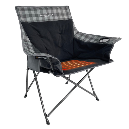 Heated XL Padded Tension Chair - Gray Buffalo Check/Black Fleece