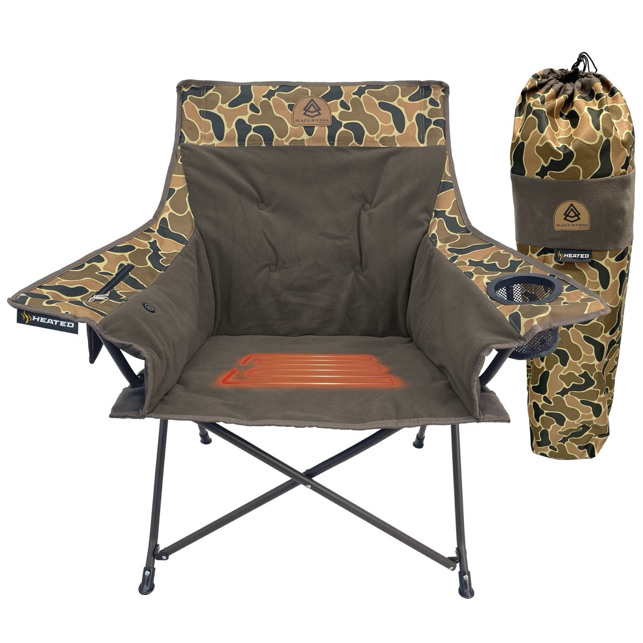 Heated XL Padded Tension Chair - AXS Camo™ Heritage Field/Brown Fleece