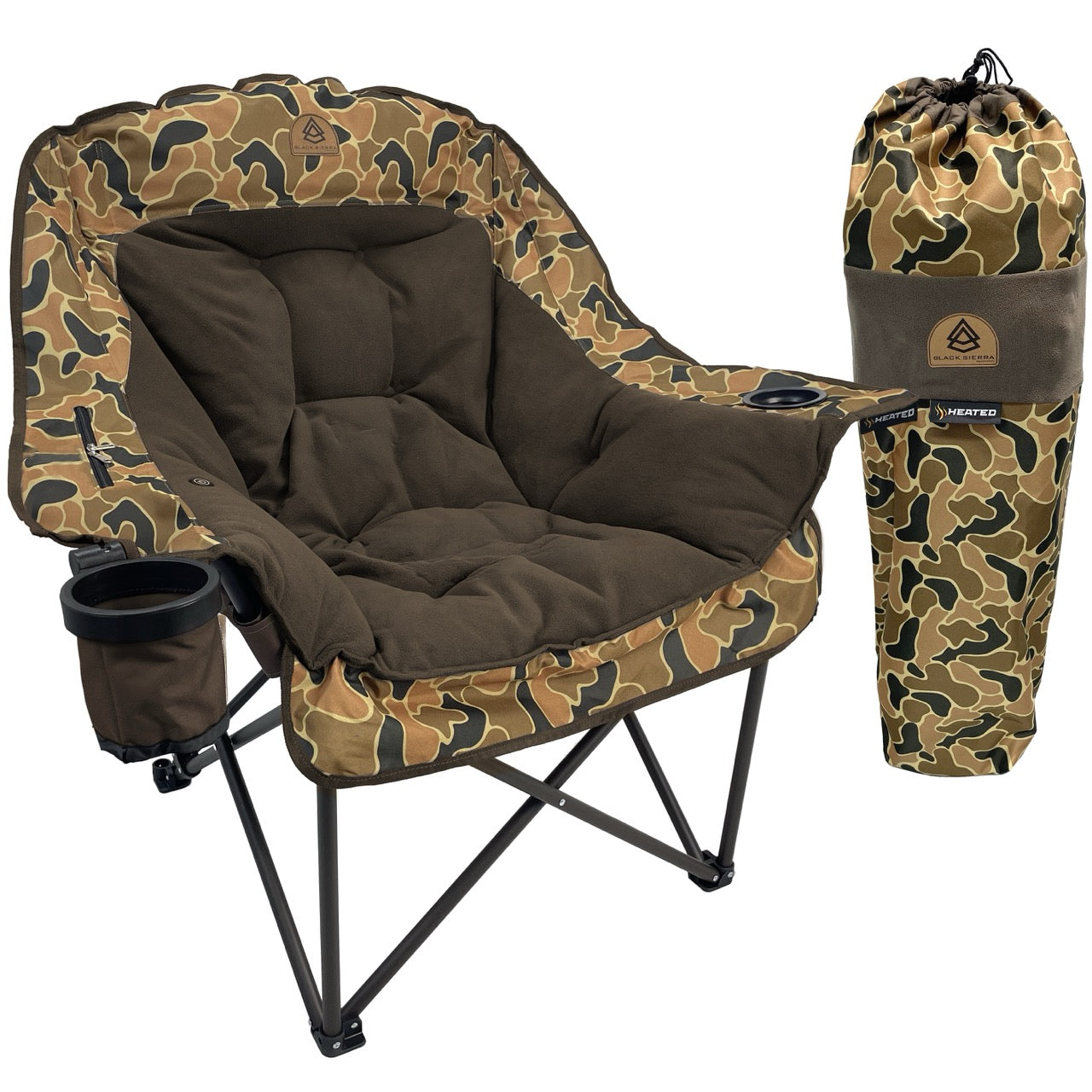 Heated Comfort Cloud Chair - AXS Camo™ Heritage Field/Brown Fleece