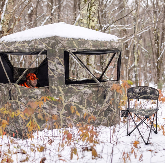 Stealth 5 2-Person Hunting Blind and Tri-Lite Stool Combo - AXS Camo™ Shroud Ranger